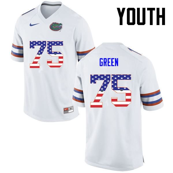 NCAA Florida Gators Chaz Green Youth #75 USA Flag Fashion Nike White Stitched Authentic College Football Jersey EDR5064OF